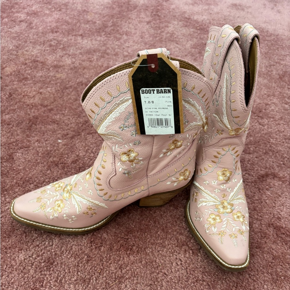 Pink Floral Ankle Boots 🌸